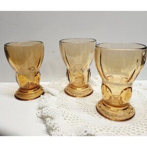 3- Moondrops Amber New Martinsville Tumblers Vintage Glasses